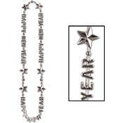 Happy New Year Beads - Silver, 36"