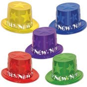 New Year Top Hats - Assorted, One Size