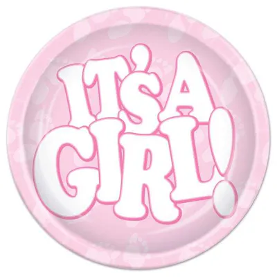 It's a Girl Plates, 8 Count - 7"