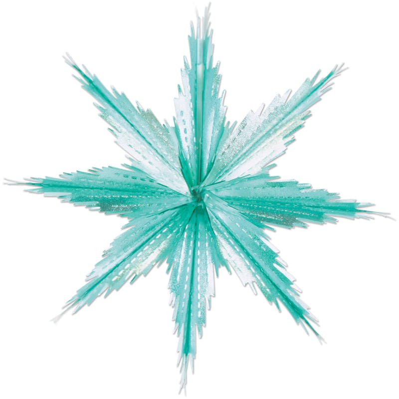 2-Tone Metallic Snowflakes - Turquoise & Silver