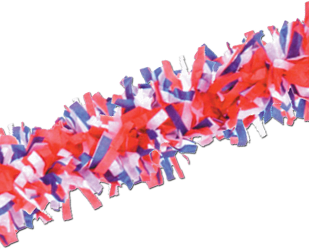 Wholesale Festooning Garland Tissue, Red, White, Blue, 25'