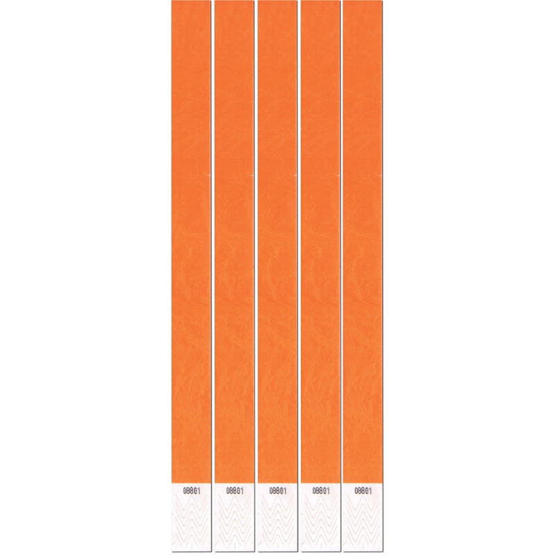 Tyvek Wristbands - Neon Orange