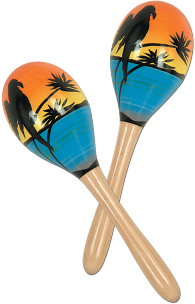 Wholesale Tropical Maracas Parrot, Hand Decorated, Wood, 8"