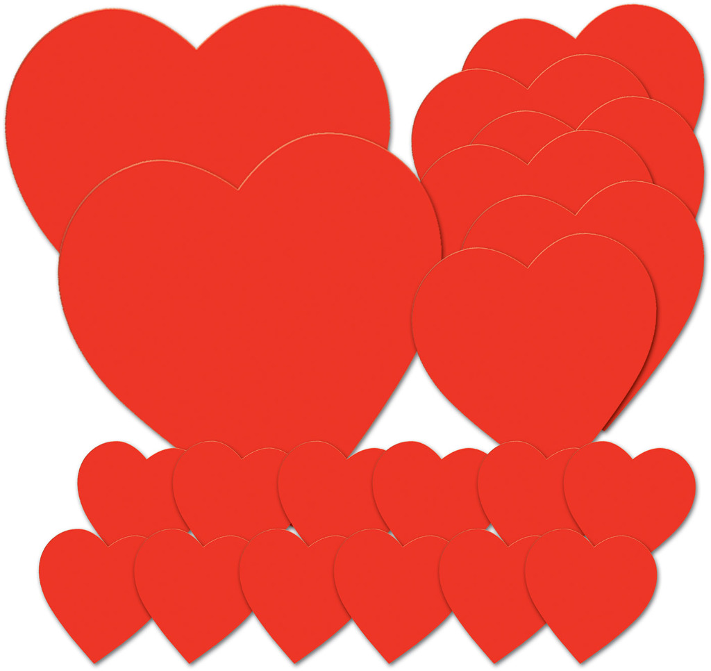 Wholesale Printed Heart Cutouts - Red, 4-12