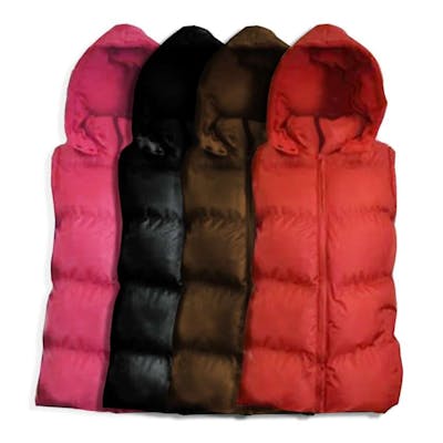 Women's Hooded Puffy Vests - Size S-XL, Assorted Colors