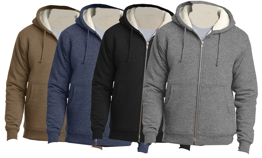 Wholesale Men's Hoodies - Sherpa, Cotton, Polyester, Sizes S-XXXL