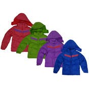 Girls' Puffy Jackets - 4-7, Hooded, Assorted Colors