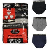 Cotton Plus Men's Briefs, Assorted, Medium, 3 Pack