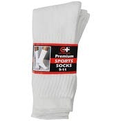 Men's Crew Socks - White, Size 9-11