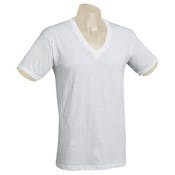 Short Sleeve V-Neck T-Shirts, White, 2X
