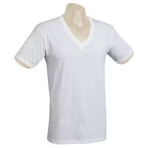 Adult V Neck T-Shirts, White, 3X