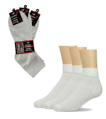 Men's Ankle Socks - White, Size 10-13