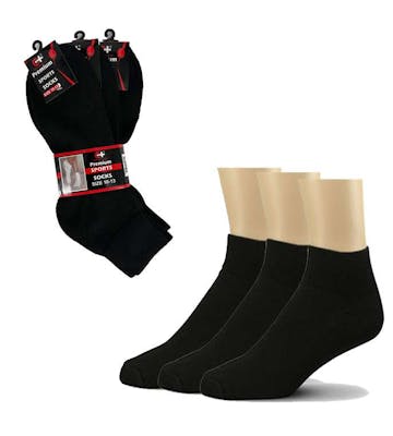 Men's Ankle Socks - Black, Size 9-11