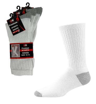 Men's Sports Socks - White, Gray, Size 9-11