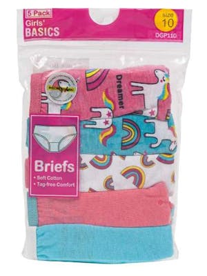 Girls' Panties, Assorted, Small, 5pk