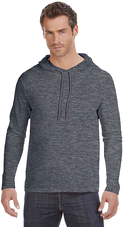 Wholesale Anvil Lightweight Long-Sleeve Hooded Tee - Dark Heather, 2 X ...