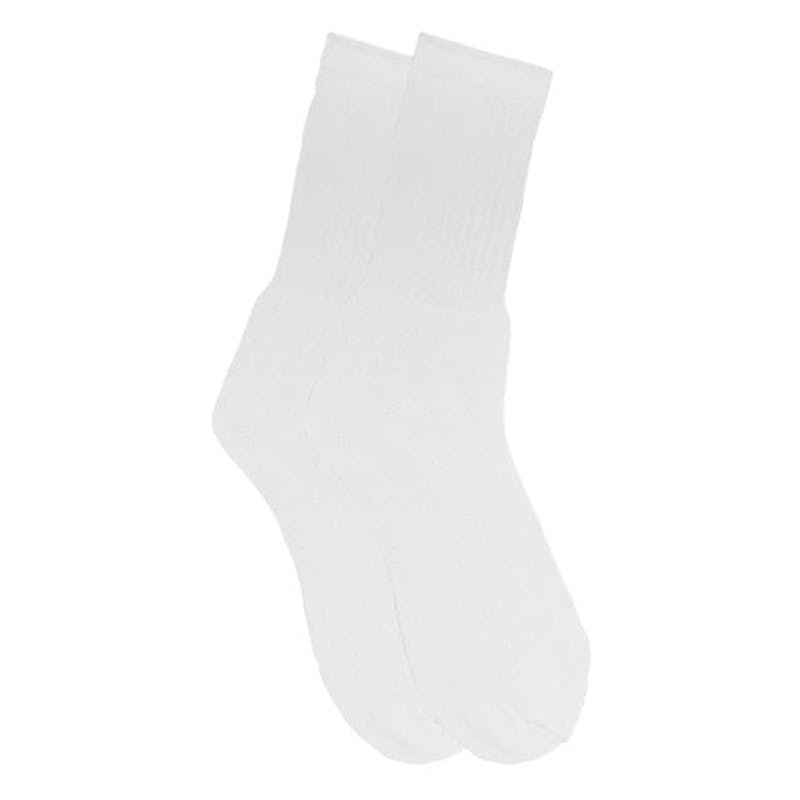 Cotton Plus Crew Socks - White  10-13