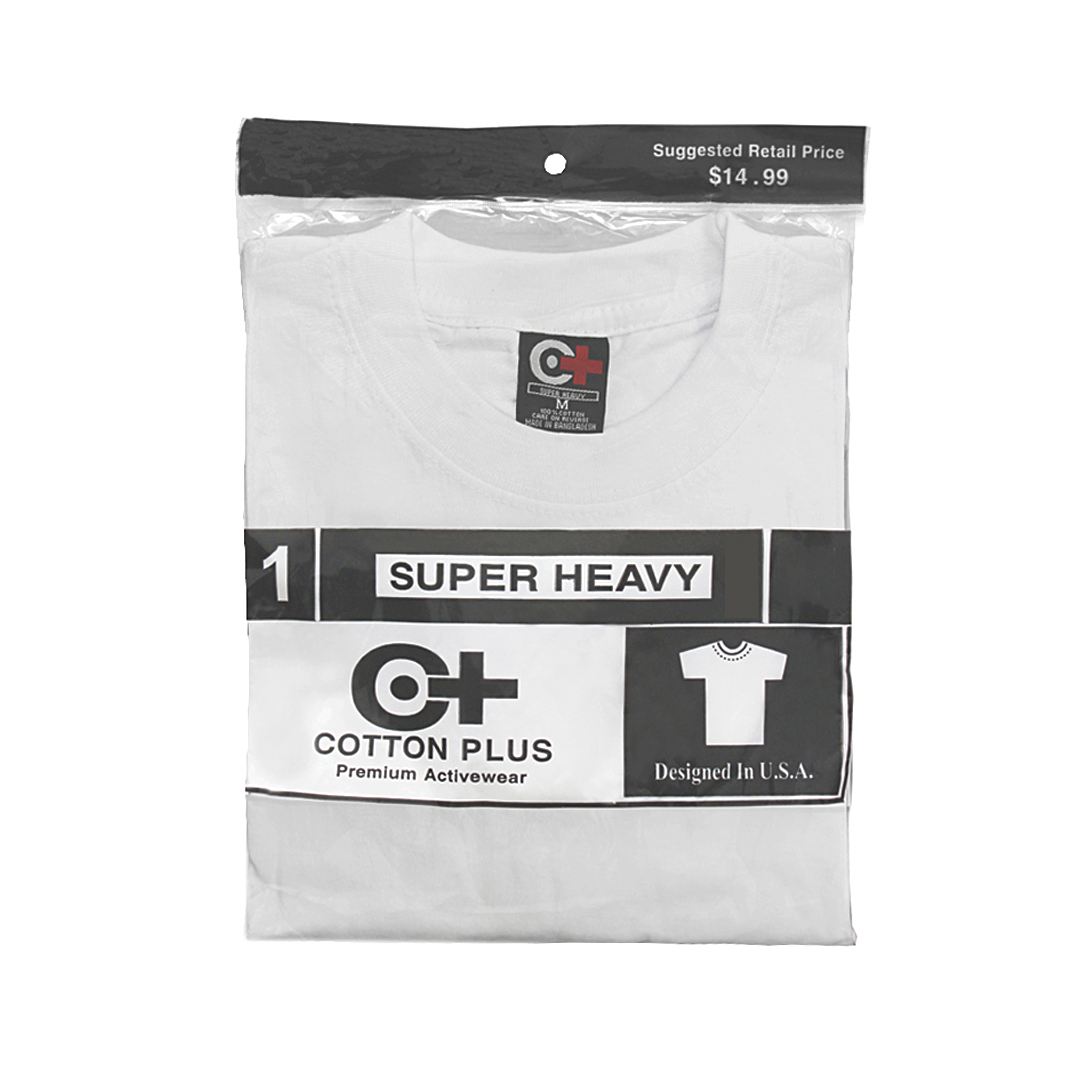 Prisnedsættelse vedlægge cabriolet Wholesale Cotton Plus Super Heavy Crew Neck T-Shirt - White, 2 X