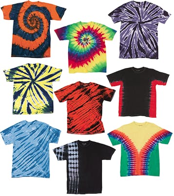 Irregular Youth Tie Dye T-Shirts - Large, Assorted