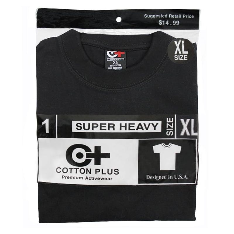 Cotton Plus Crew Neck T-Shirt - Black  4X