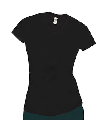 Cotton Plus Women's Spandex V- Neck T-Shirt - Black - small