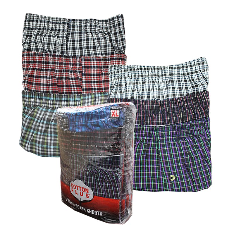 Cotton Plus Men's Boxer Shorts - Assorted  2XL  3 Pack