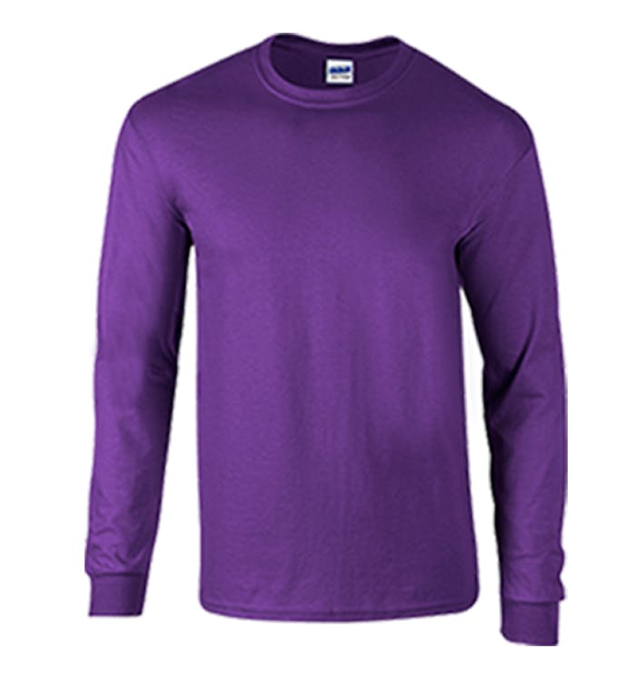 Wholesale Irregular Gildan Long-Sleeve T-Shirt - Purple, XL