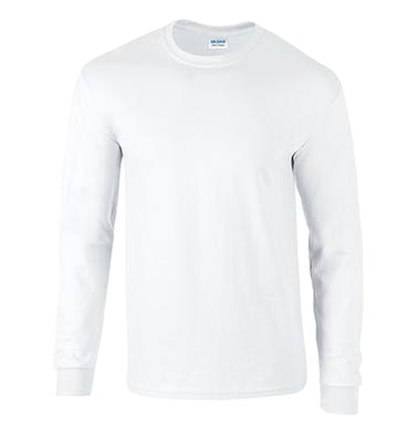 Irregular Gildan Long-Sleeve T-Shirt - White, Medium