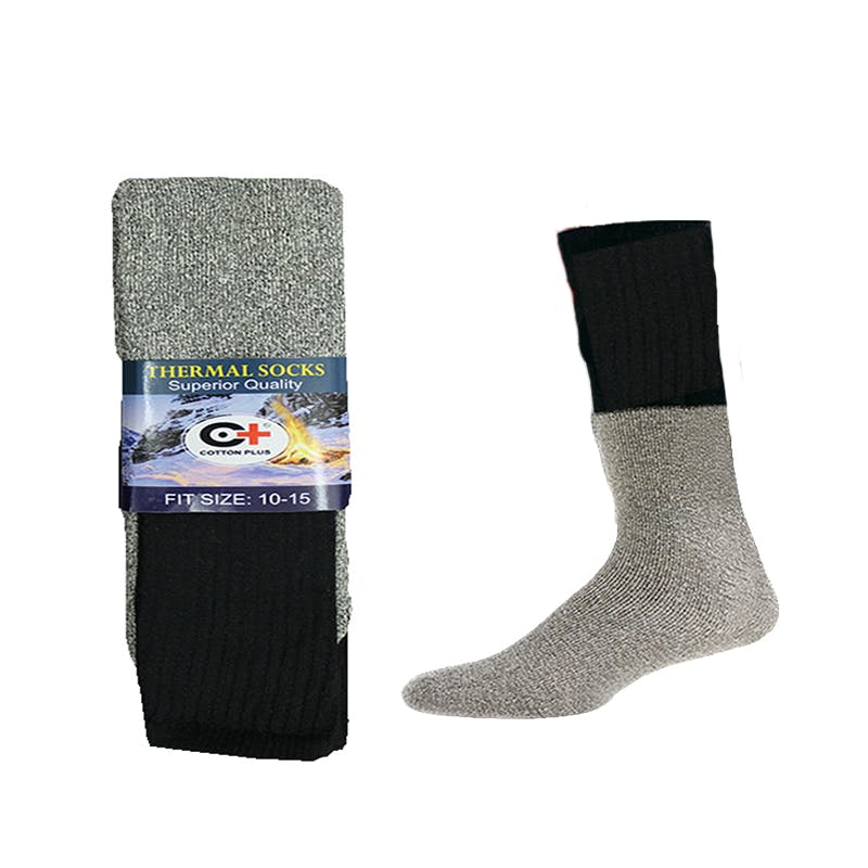 Cotton Plus Black Thermal Socks - Size 10-13