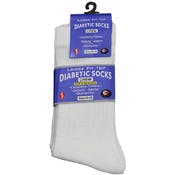 Diabetic Crew Socks, White, Large