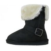 Girls' Fold Over Winter Boots - Black, Micro Suede