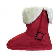 Girls' Fold Over Winter Boots - Red, Micro Suede