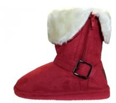 Girls' Fold Over Winter Boots - Red, Micro Suede