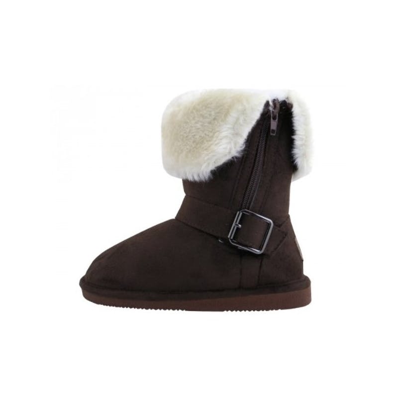 Girl's Micro Suede Foldover Boots - Brown