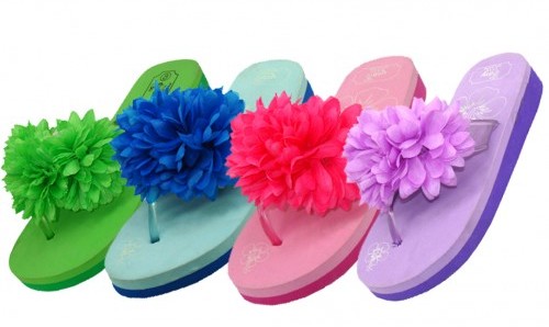 48 Wholesale Ladies Flip Flops Assorted Colors Size 6-11 - at 