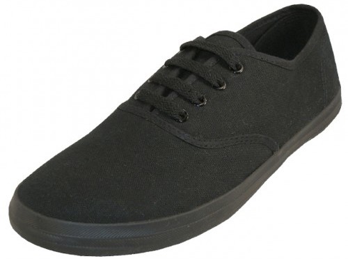 Women's Canvas Shoes Sneakers Low Top Lace-up Casual Shoes Size 6 - 10  Black