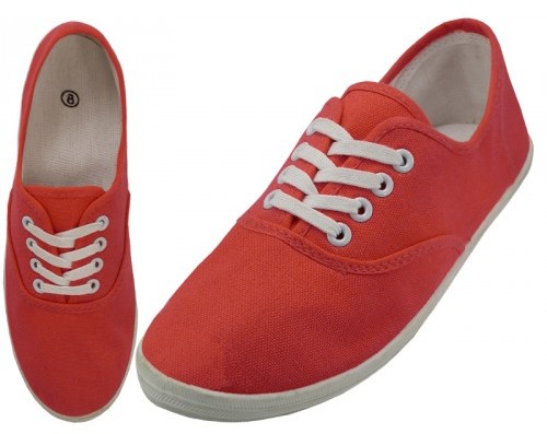 red color canvas shoes