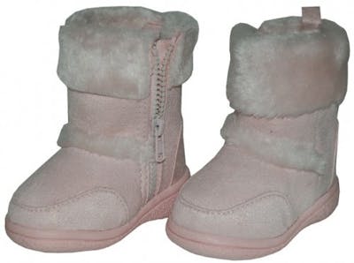Girls' Boots with Faux Fur - Pink, Size 6-9