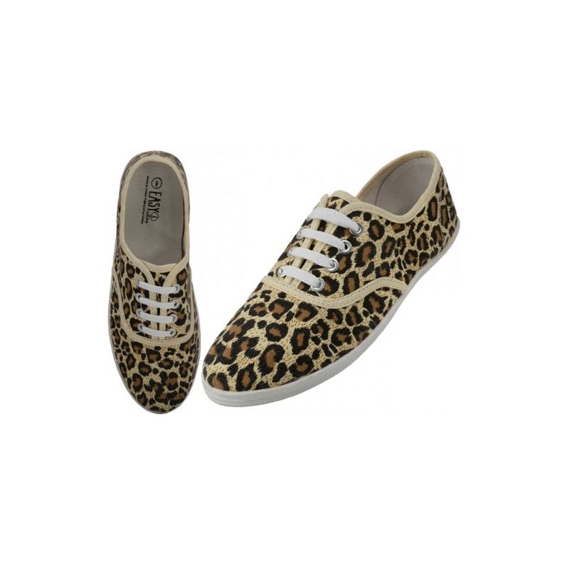 Women's Leopard Printed Canvas Shoes (24 pairs)