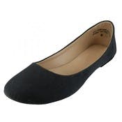 Women's Ballet Flats Shoes - Black, Sizes 5-10, Microsuede