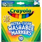 Crayola Washable Markers - 10 Classic Colors, Broad Line