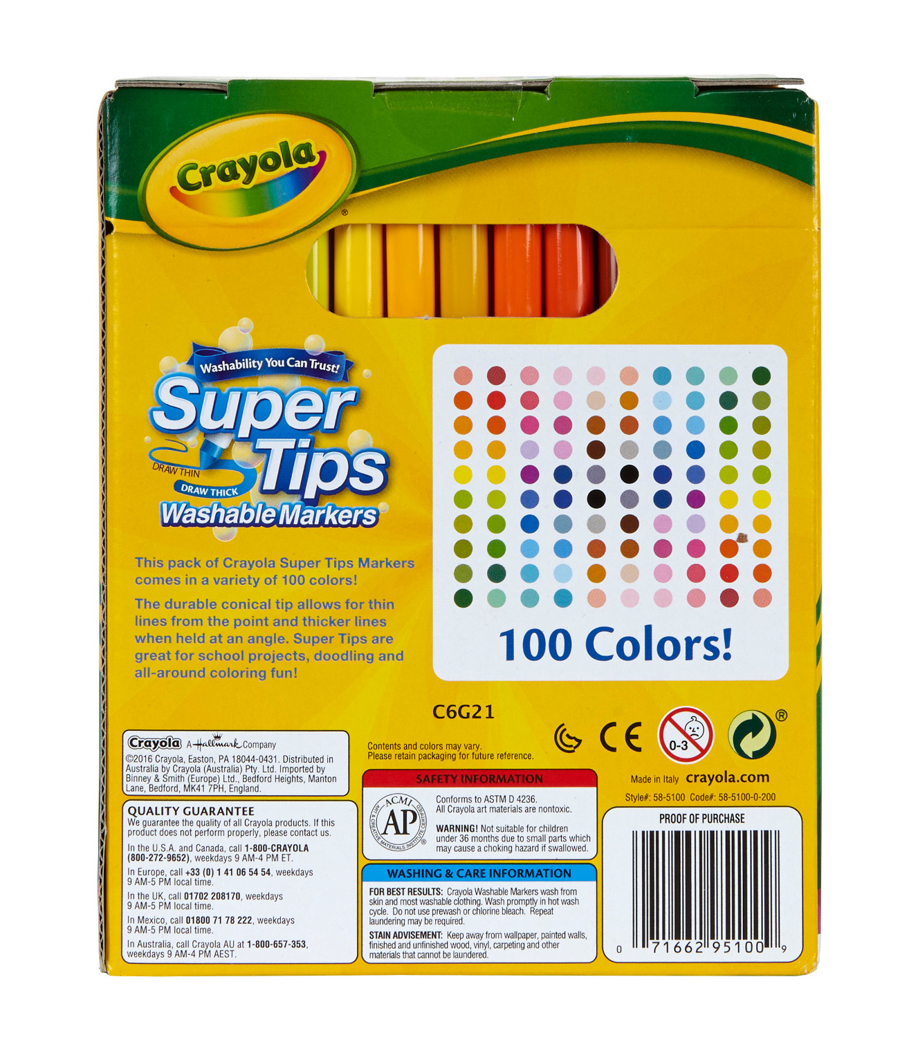Crayola Markers - 100 Super Tip Colors, Washable