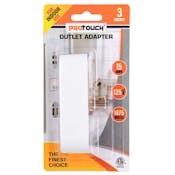 Three Outlet Wall Adaptor with Night Light - White