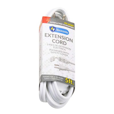 Indoor Extension Cord, White - 5'