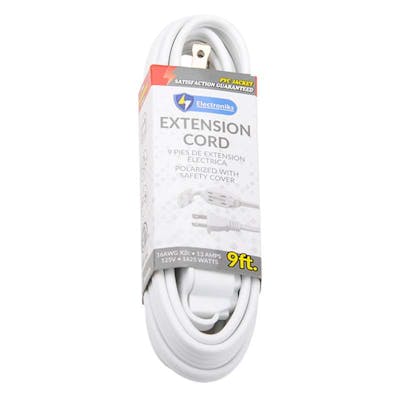 Indoor Extension Cord, White - 9'
