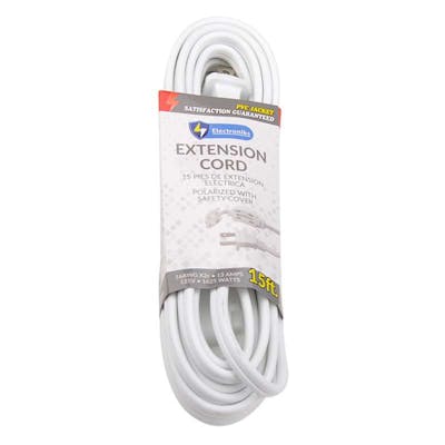 Indoor Extension Cord, White - 15'