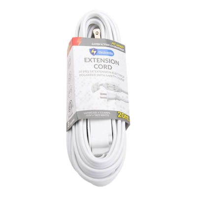 Indoor Extension Cord, White - 20'