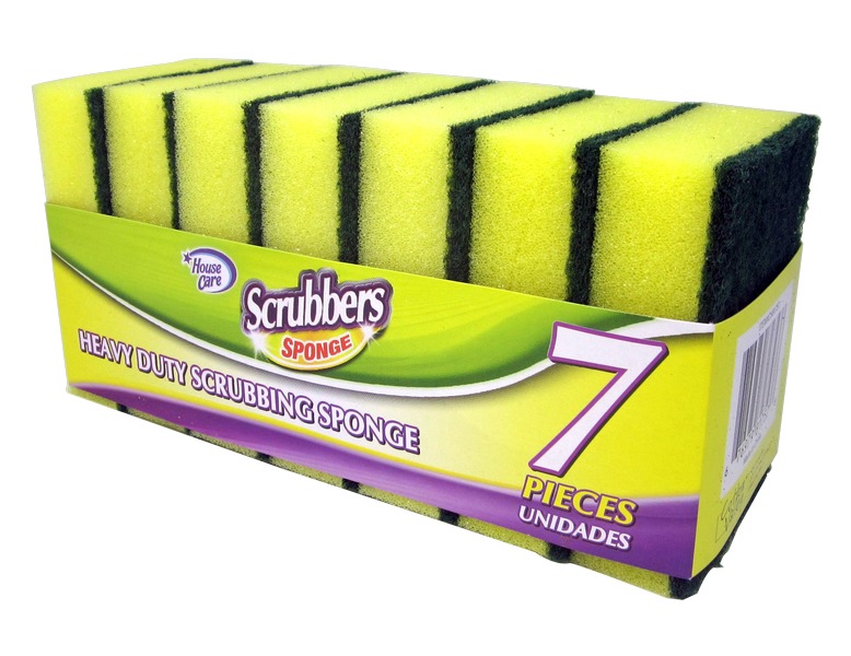 Scrubbers Sponges - 7 Pack, Yellow and Green