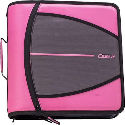 Case-It Mighty Zip Tab Binder - Pink, 3"