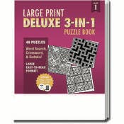 Deluxe 3-in-1 Puzzle Books - 48 Pages, Large Print